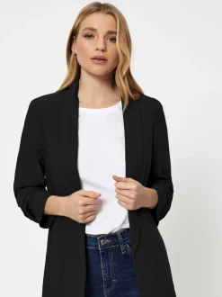 Noir - Blazer PIECES à manches froncées