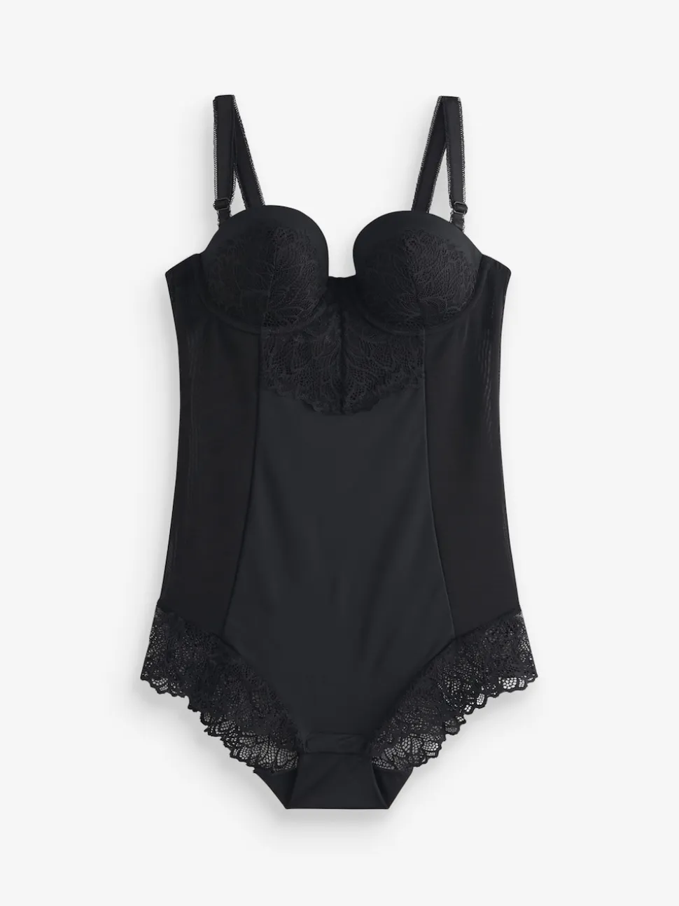 Noir - Body en dentelle à coupe ferme et contrôle du ventre