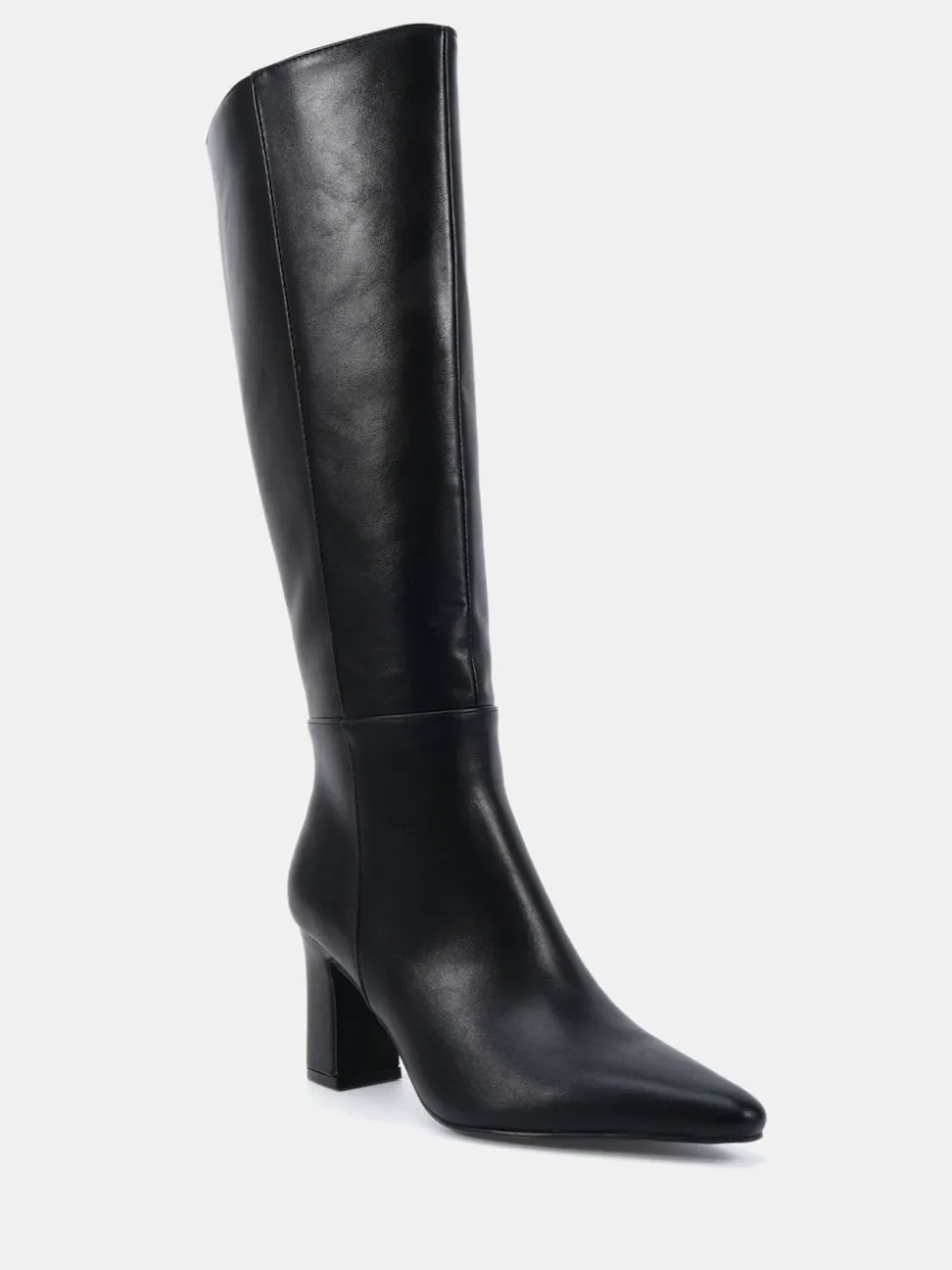 Noir - Bottes au genou à talon carré Gala à bout pointu Coupe large Novo