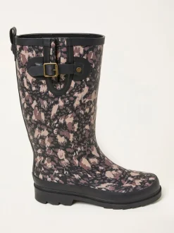 Noir - Bottes de pluie imprimées en caoutchouc FatFace