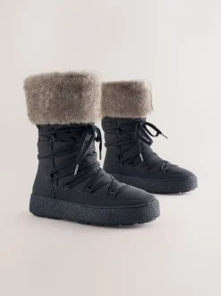 Noir - Bottes doublées en fausse fourrure Forever Comfort® avec finition déperlante