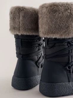 Noir - Bottes doublées en fausse fourrure Forever Comfort® avec finition déperlante