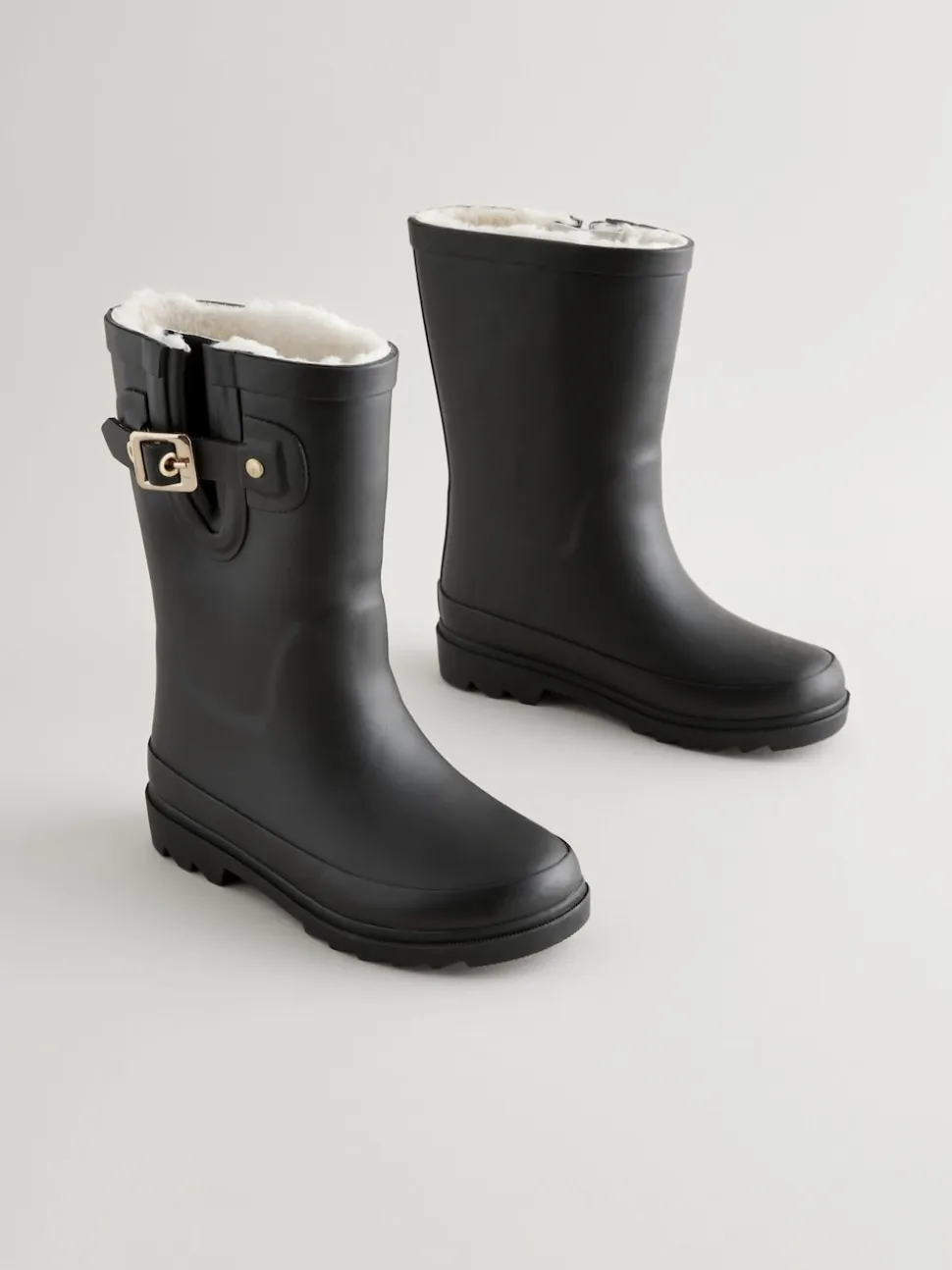 Noir - Bottes en caoutchouc avec doublure chaude