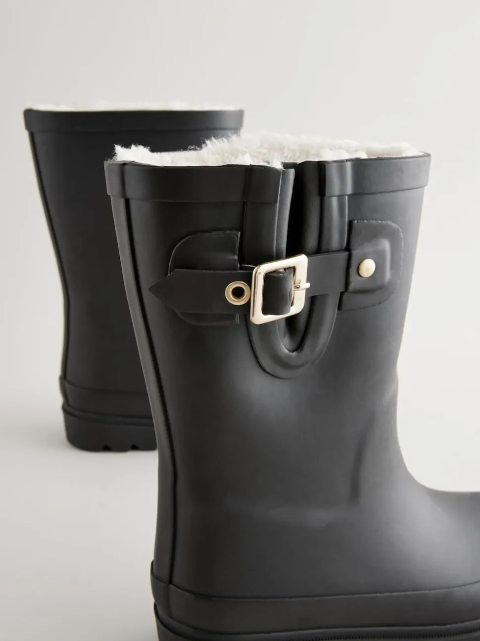 Noir - Bottes en caoutchouc avec doublure chaude