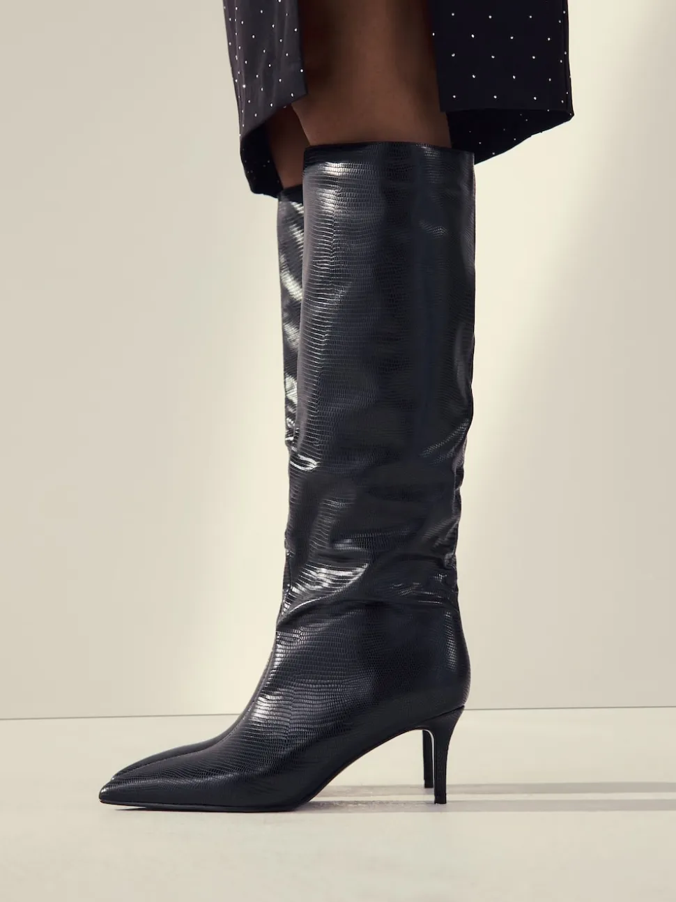 Noir - Bottes Forever Comfort® à talon pointu et souples jusqu’aux genoux