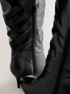 Noir - Bottes Forever Comfort® à talon pointu et souples jusqu’aux genoux