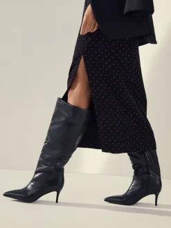 Noir - Bottes Forever Comfort® à talon pointu et souples jusqu’aux genoux