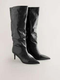 Noir - Bottes Forever Comfort® à talon pointu et souples jusqu’aux genoux