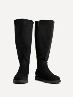Noir - Bottes hautes Linzi coupe large en acier avec panneau extensible