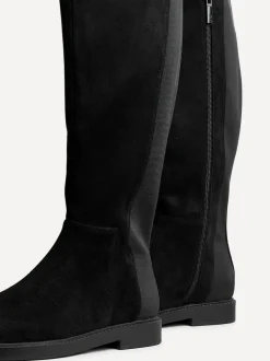 Noir - Bottes hautes Linzi coupe large en acier avec panneau extensible