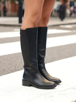 Noir - Bottes Linzi Power hautes avec panneau latéral extensible et détail de boucle