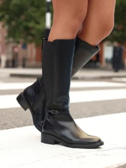Noir - Bottes Linzi Power hautes avec panneau latéral extensible et détail de boucle