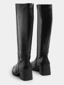 Noir - Bottes Yours Curve Coupe large à bout carré et genou