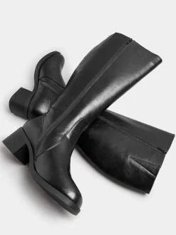 Noir - Bottes Yours Curve Coupe large à bout carré et genou