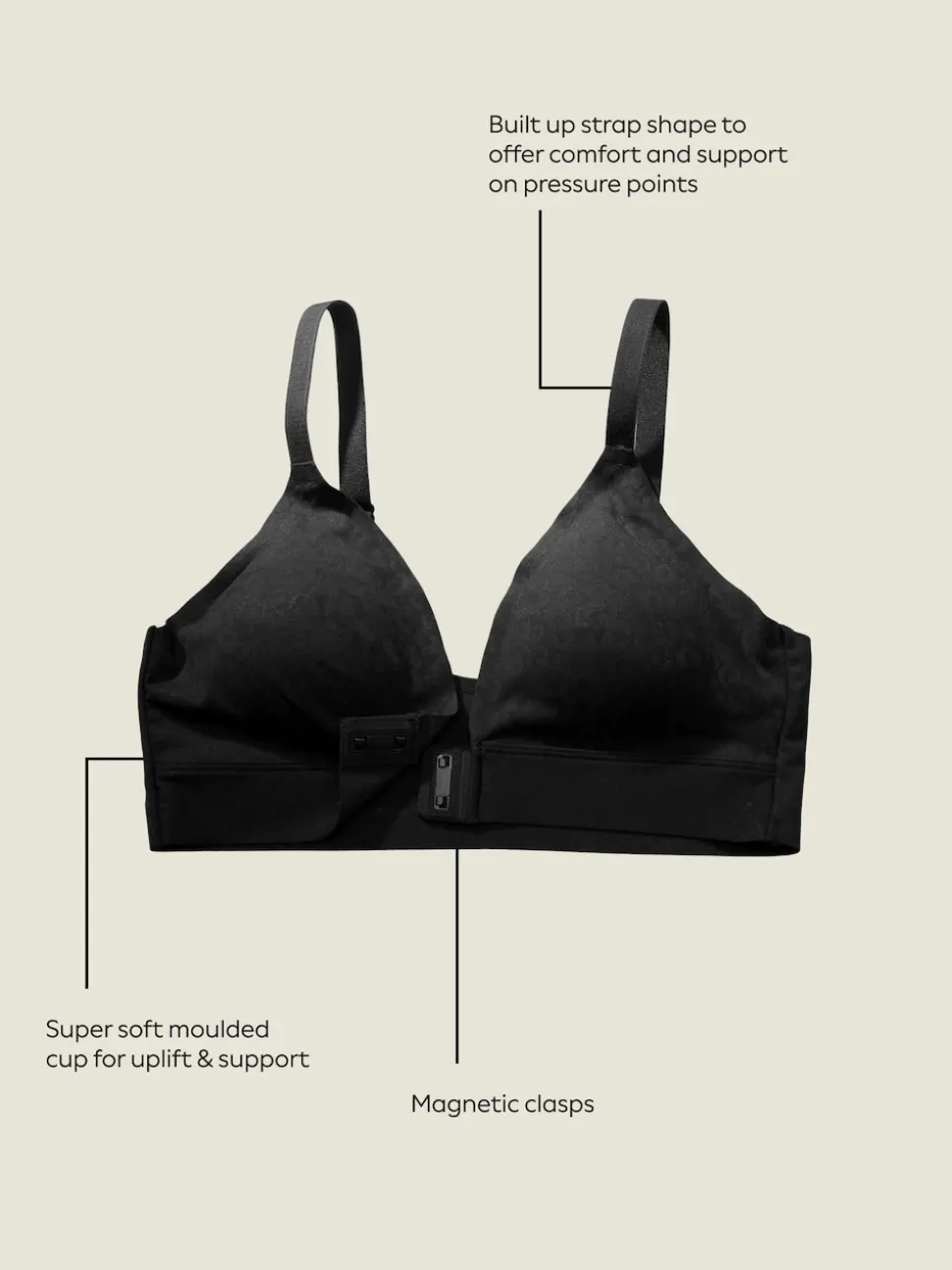 Noir - Brassière Adaptive Animal en jacquard