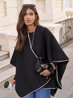 Noir - Cape Lipsy à bordures Whipstitch