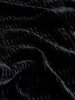 Noir - Cardigan froncé à manches longues en velours