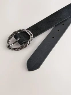 Noir - Ceinture en daim à boucle ovale
