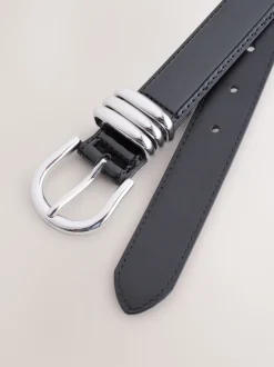 Noir - Ceinture en PU classique brillante