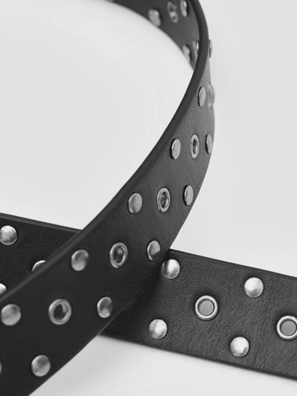 Noir - Ceinture Hush en cuir cloutée à œillets