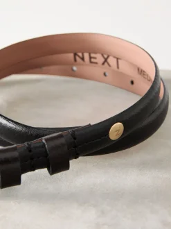 Noir - Ceinture N. Premium Skinny Made In Italie en Cuir