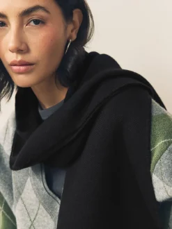 Noir - Écharpe Premium Made in Italie à poids moyen avec laine contenant de la laine