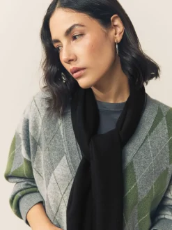 Noir - Écharpe Premium Made in Italie à poids moyen avec laine contenant de la laine