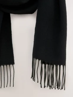Noir - Écharpe Premium Made in Italie à poids moyen avec laine contenant de la laine