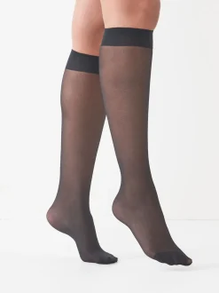 Noir - Chaussettes à hauteur de genou 20 Denier 5 Paquet