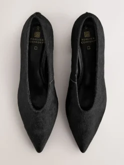 Noir - Chaussures à talons bas et bout pointu en cuir