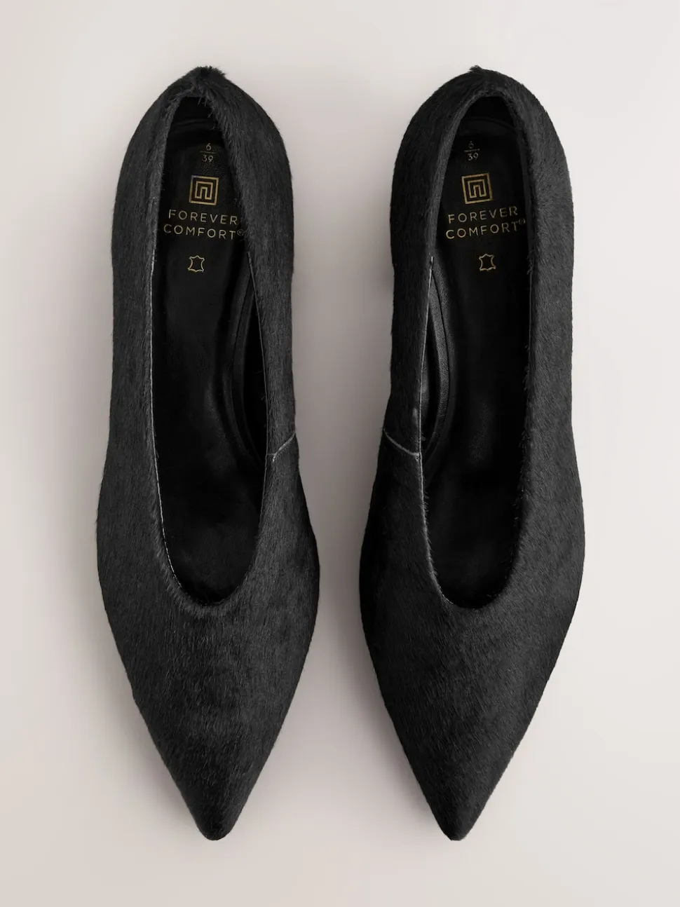 Noir - Chaussures à talons bas et bout pointu en cuir