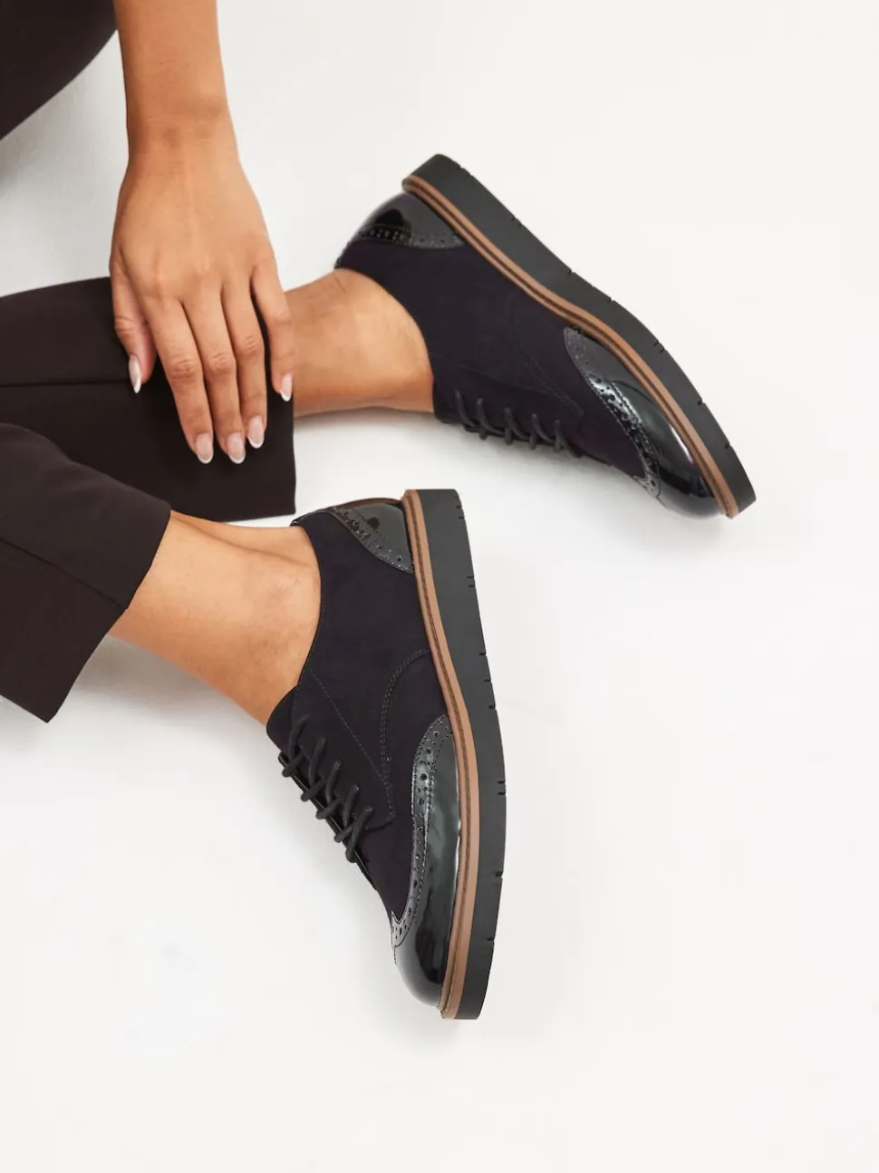 Noir - Chaussures Brogue à lacets et semelle épaisse