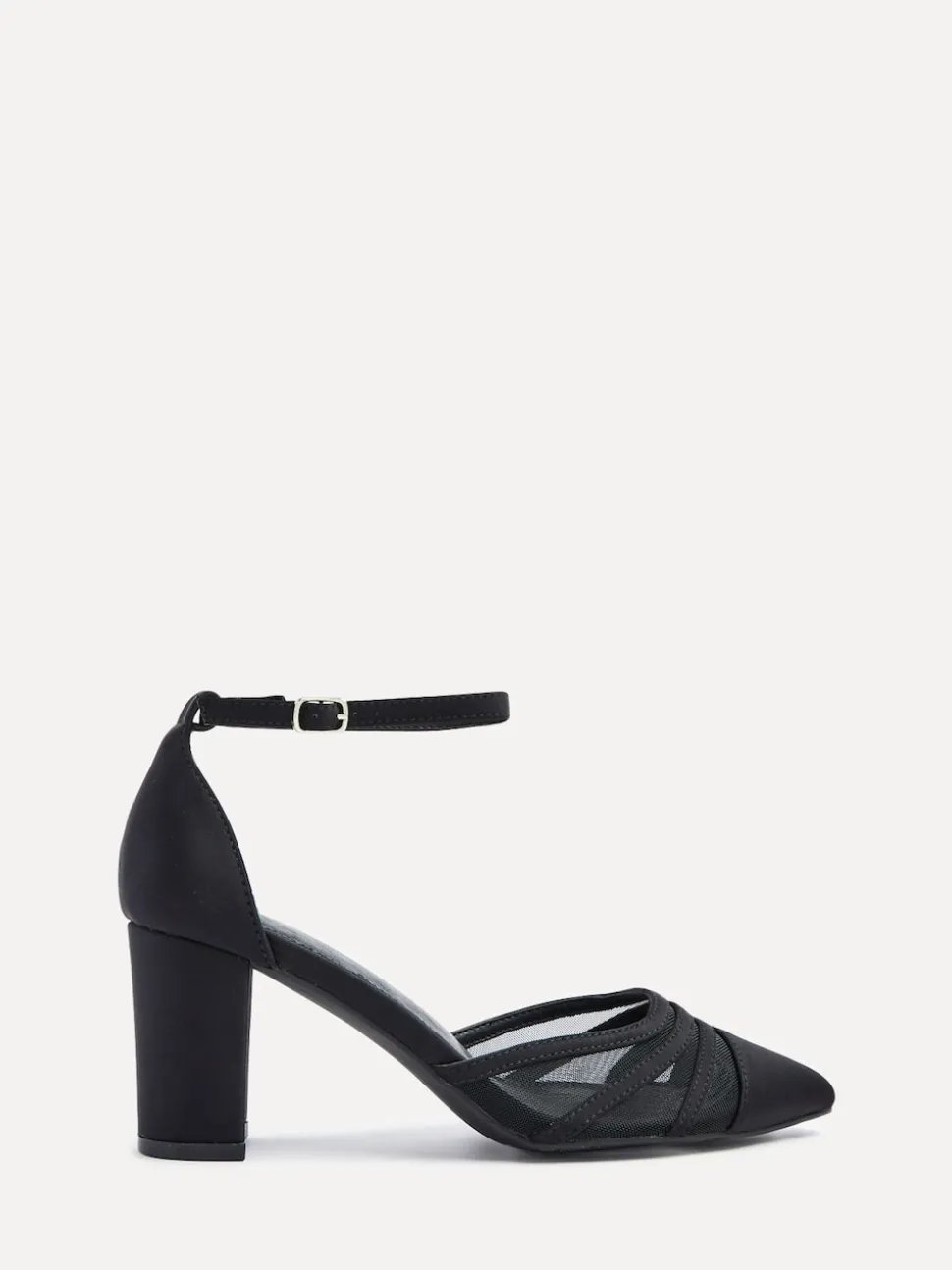 Noir - Chaussures Linzi Tasha à talons carrés avec détail en maille avant