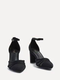 Noir - Chaussures Linzi Tasha à talons carrés avec détail en maille avant
