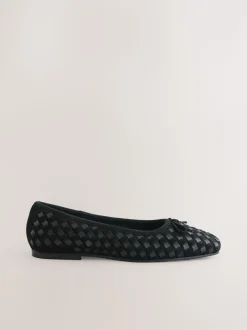 Noir - Chaussures plates tissées en cuir Forever Comfort®