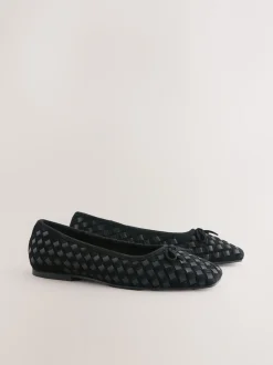 Noir - Chaussures plates tissées en cuir Forever Comfort®