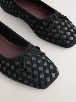 Noir - Chaussures plates tissées en cuir Forever Comfort®