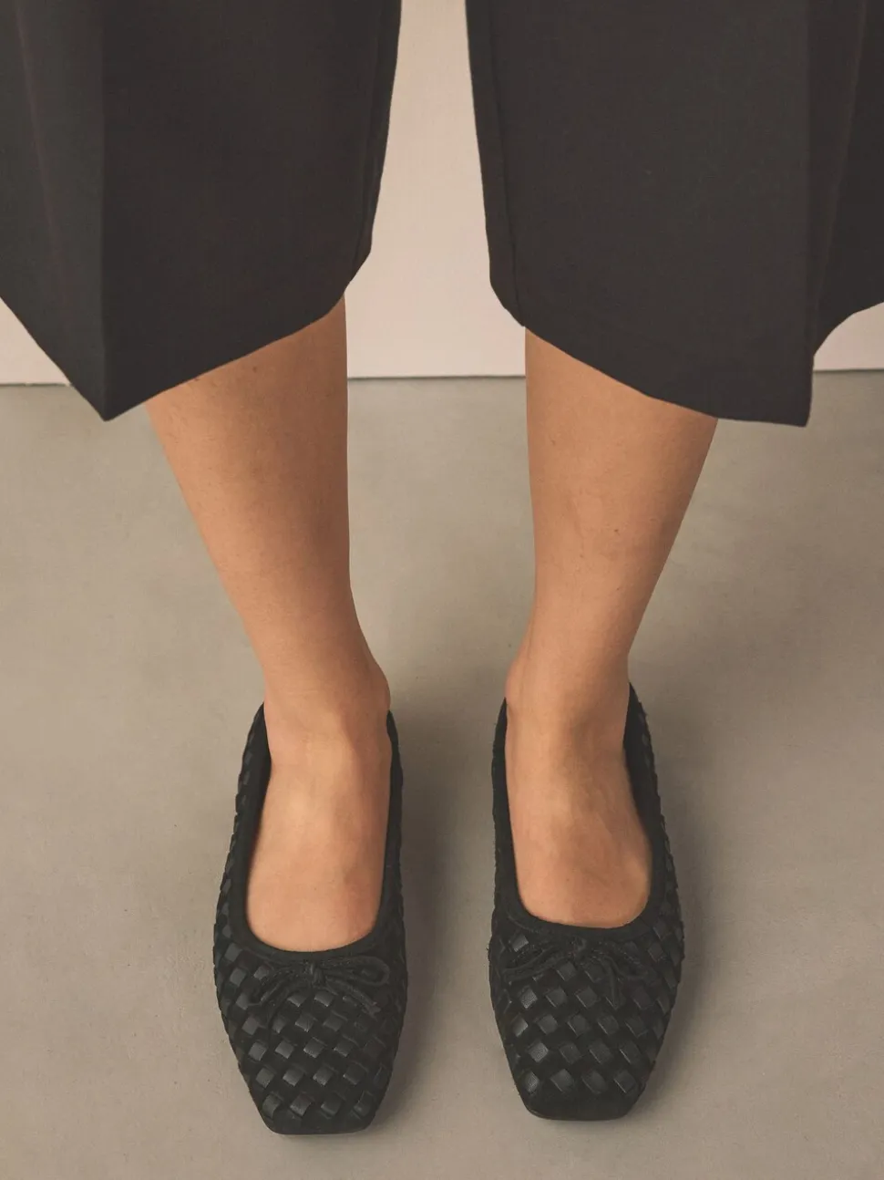 Noir - Chaussures plates tissées en cuir Forever Comfort®