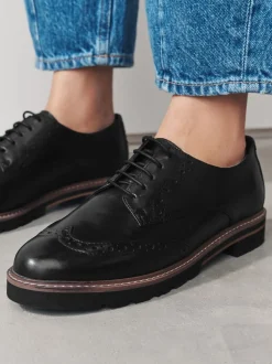 Noir - Chaussures richelieu Forever Comfort® en cuir à lacets et semelles épaisses