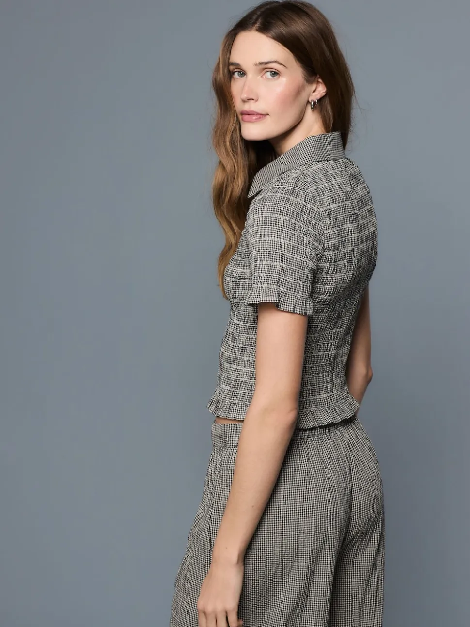 Noir - Chemise à manches courtes et carreaux vichy