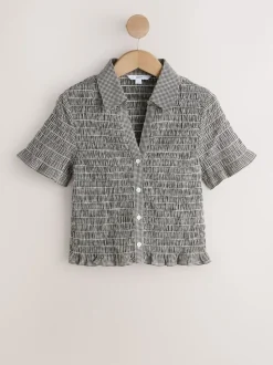 Noir - Chemise à manches courtes et carreaux vichy