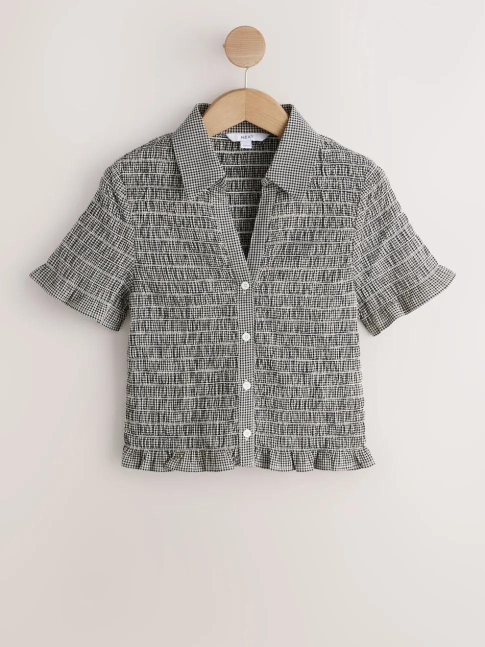Noir - Chemise à manches courtes et carreaux vichy