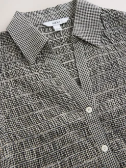 Noir - Chemise à manches courtes et carreaux vichy