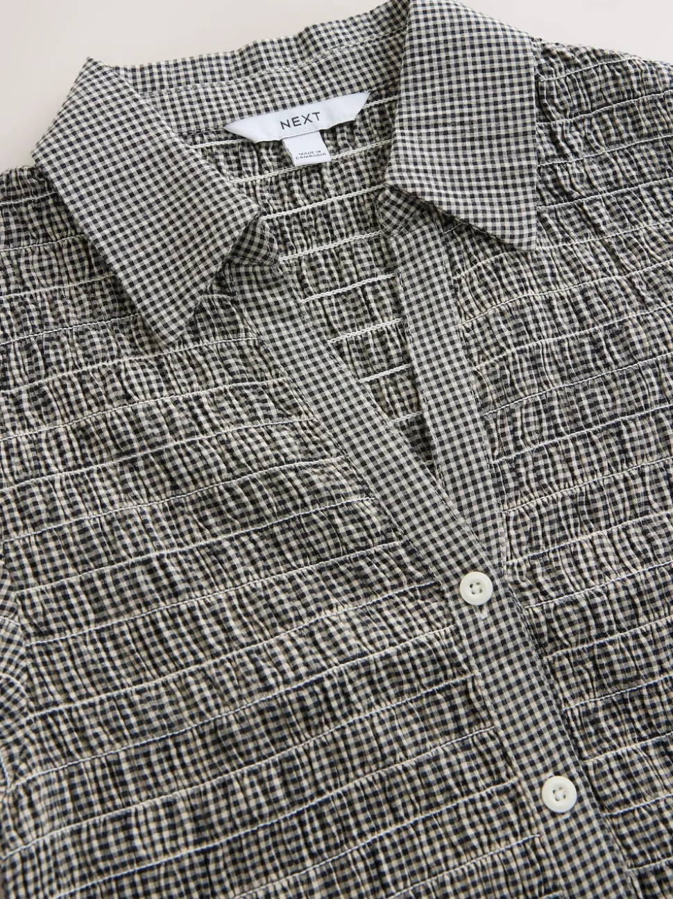 Noir - Chemise à manches courtes et carreaux vichy