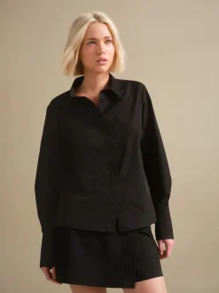 Noir - Chemise extensible ajustée Essential à manches longues
