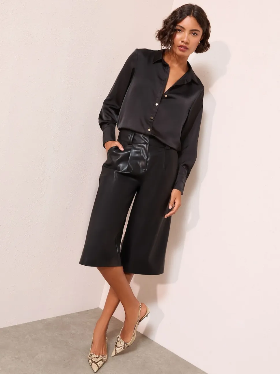 Noir - Chemise Friends Like These Satin À boutons