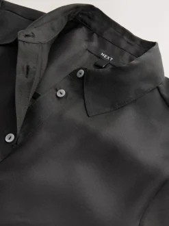 Noir - Chemise transparente à manches longues