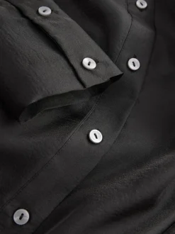Noir - Chemise transparente à manches longues