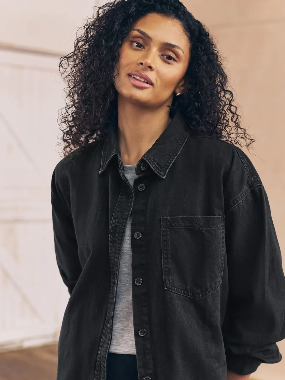 Noir - Chemises oversize en Denim