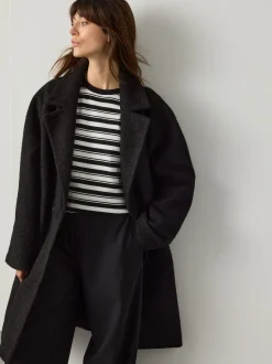 Noir - Coatigan boutonné Revere
